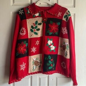 Tiara International Christmas Collection Sweater Zip Women’s Large